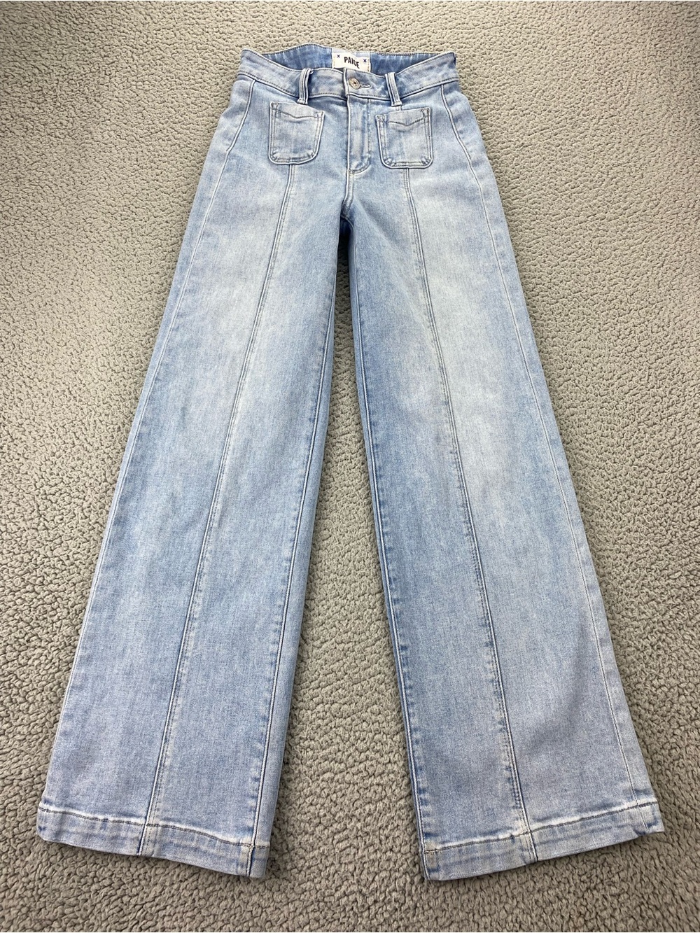 PAIGE Women’s High Rise Wide Leg Front Seam/Pintuck Detailing Jeans – Size 23